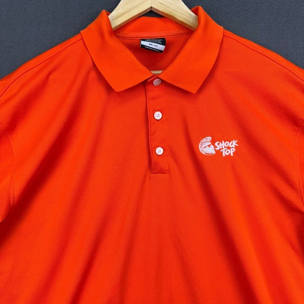 Nike Golf Dri-Fit‎ Polo Shirt XL Orange Shock Top Men's Athletic Golf